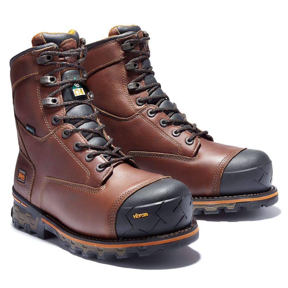 Bocanci De Muncă Timberland Barbati Maro/Negrii - Pro® Boondock 8\" Comp Toe - Romania - VACDHT803